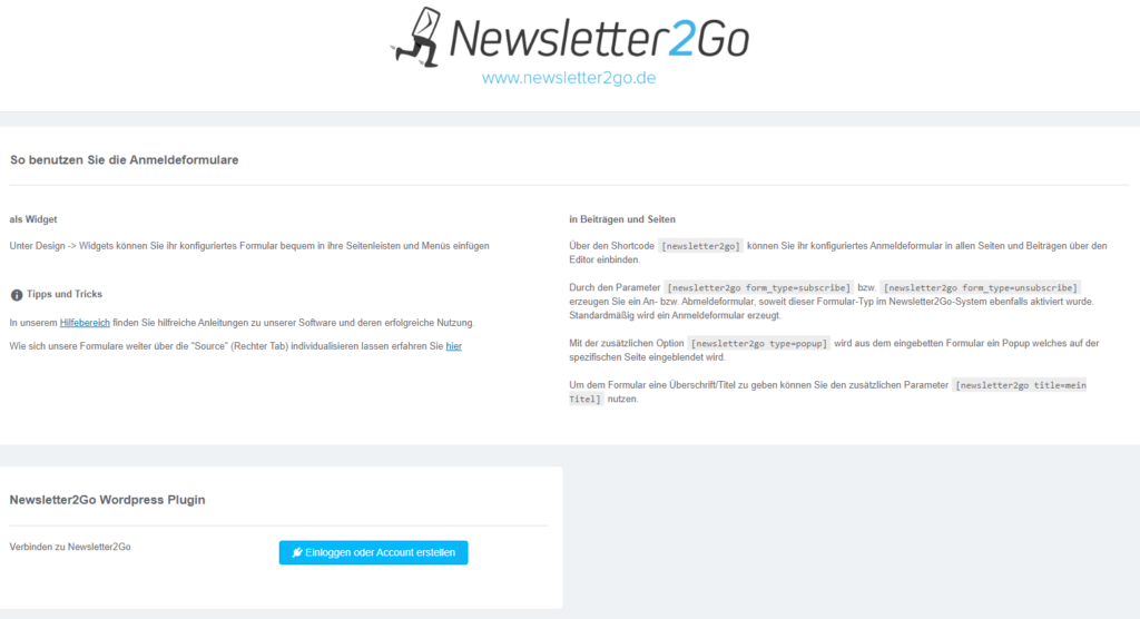 Wordpress Newsletter2go Plugin auf der Webseite installieren
