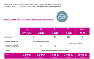 Die ersten 5G-Prepaid Tarife der Telekom